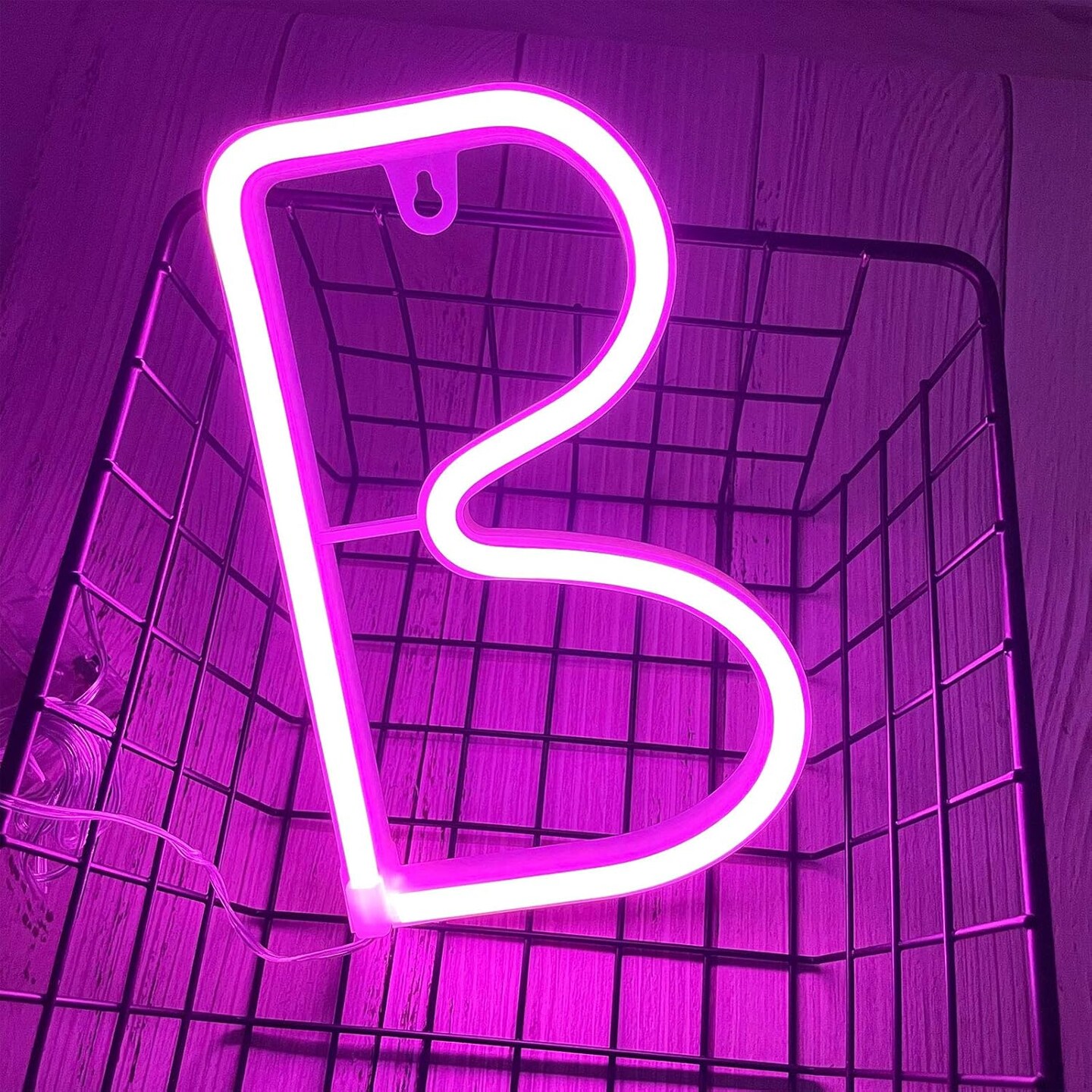 Pink LED Neon Letter Light, USB Batteries Operated Letter Sign for Night Light Lamp Words for Valentines Day, Home, Indoor Wall Decor (B)