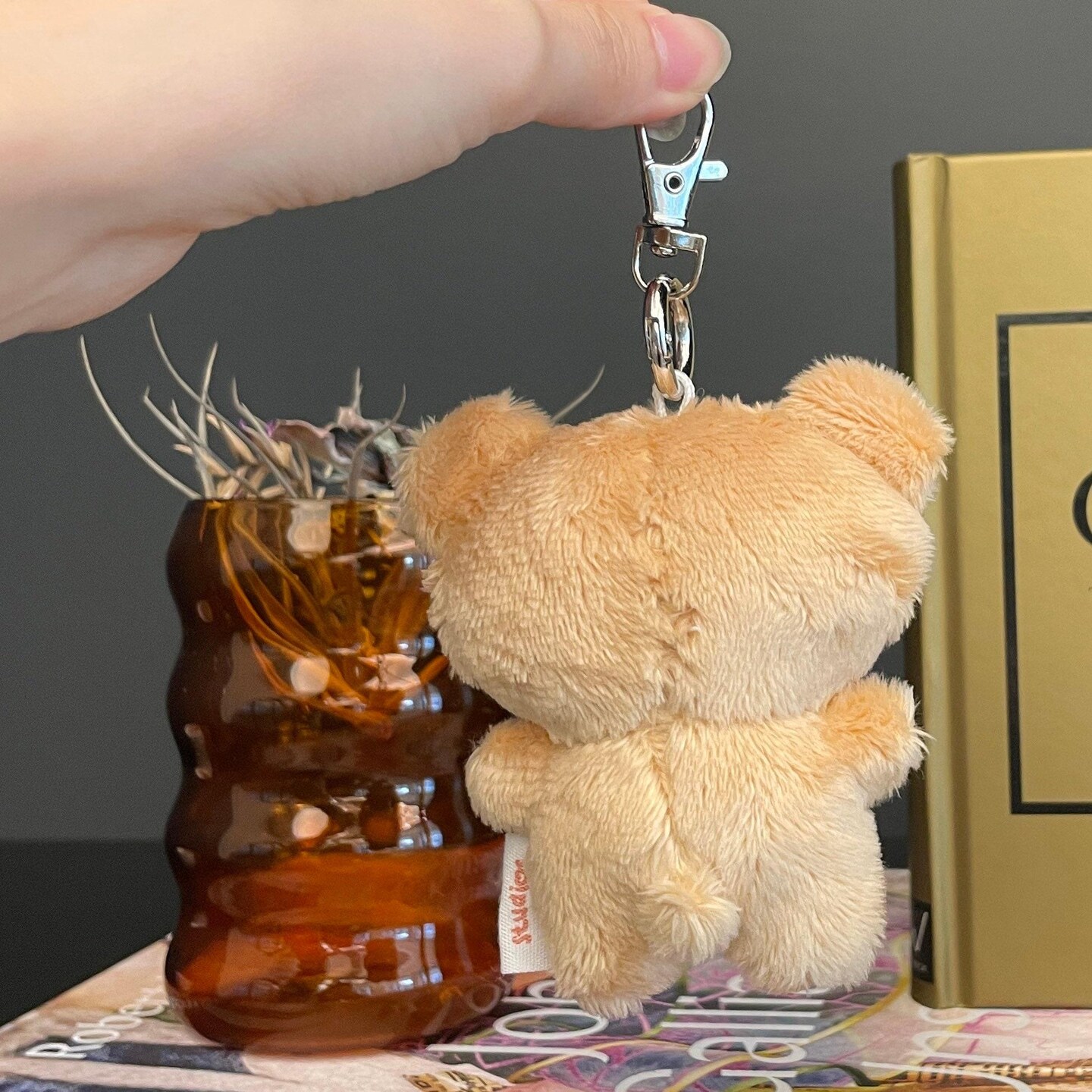 Choco Bear Plush Keychain | kawaii bear keychain, plush keyring