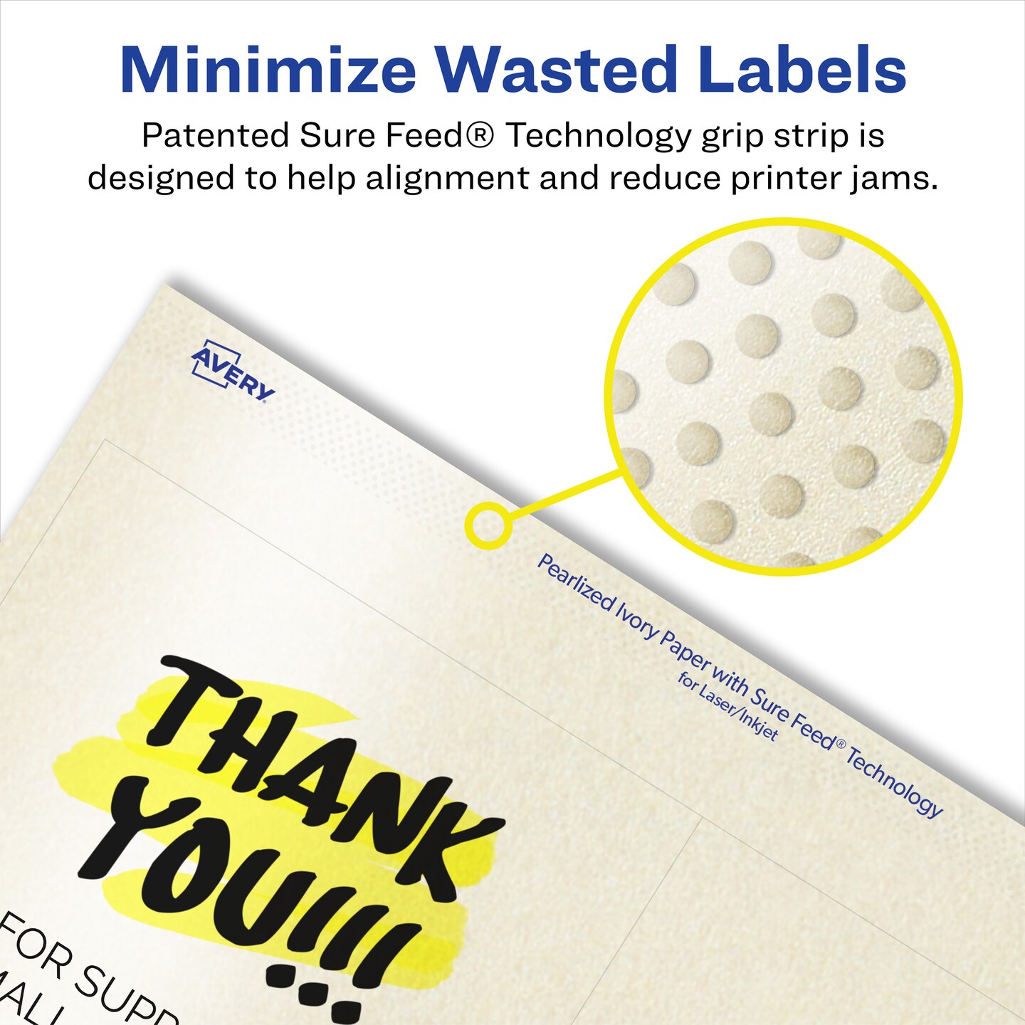 Avery Pearlized Ivory Square Labels with Sure Feed Technology, 4" x 4"