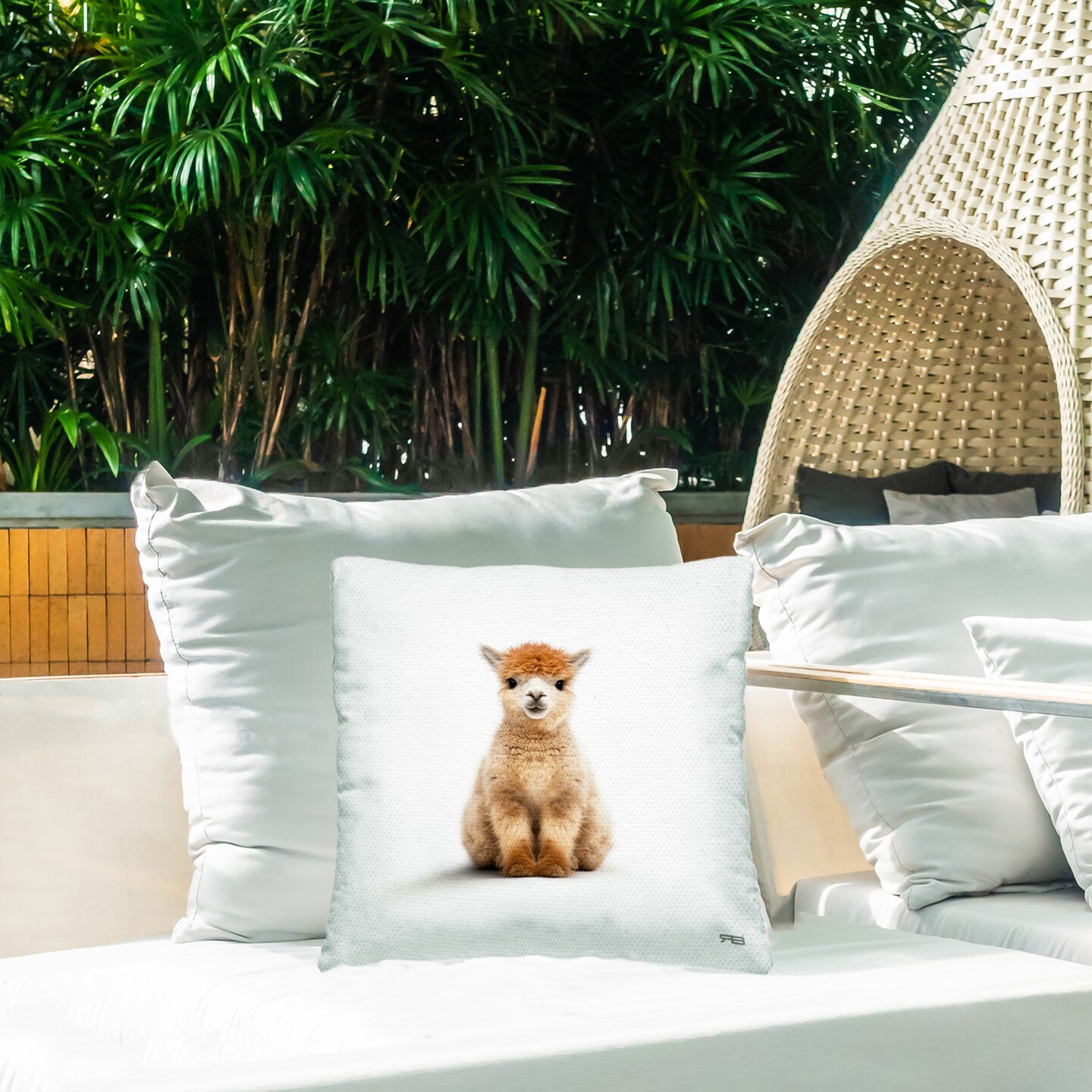 Minimal Baby Llama Design by RB Outdoor Printed Pillow 