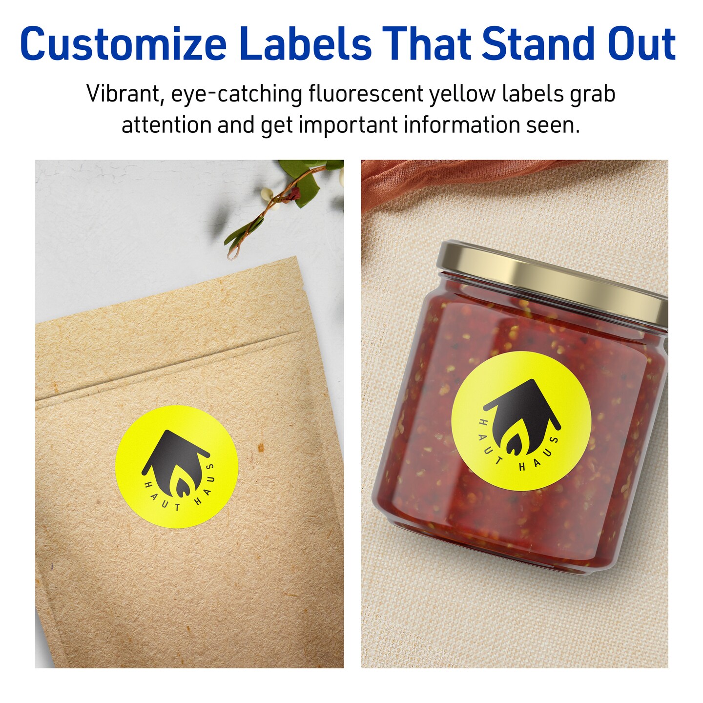 Avery Neon Yellow Paper Labels, 2&#x22; Diameter Round