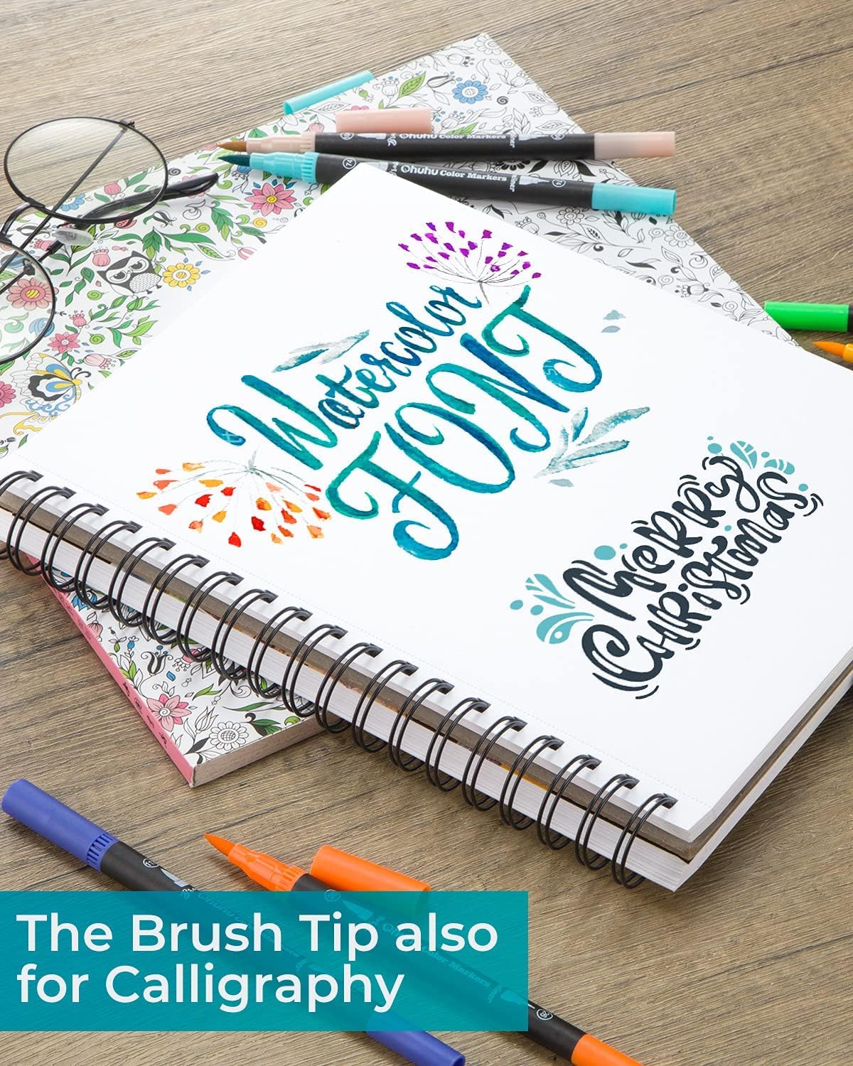 Ohuhu Water Based Markers for Adult Coloring Books: 160 Colors Brush Pens, Dual Tip Brush &#x26; Fine Drawing Pens, Coloring Markers for Calligraphy Bullet Journal with Carrying Case -Maui (White Barrel/Black Barrel)