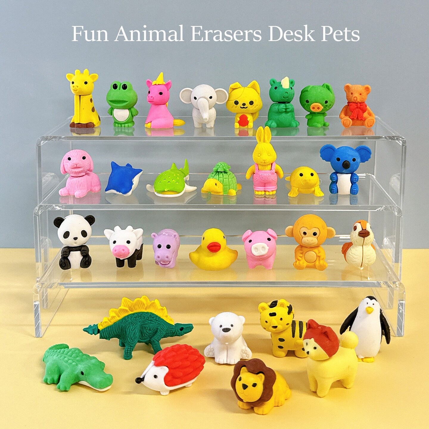 Wrapables Mini Animal Eraser Pets, 3D Puzzle Erasers for Party Favors, Goodie Bags, Easter Egg Fillers (Set of 30)