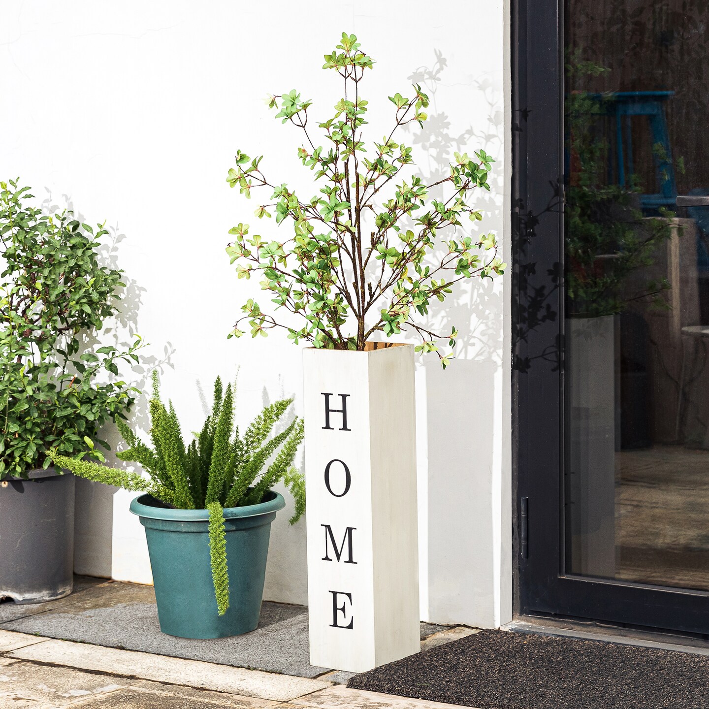 Set of 2 30"H Double Sided Solid Wood Boxed "WELCOME" Porch Signs