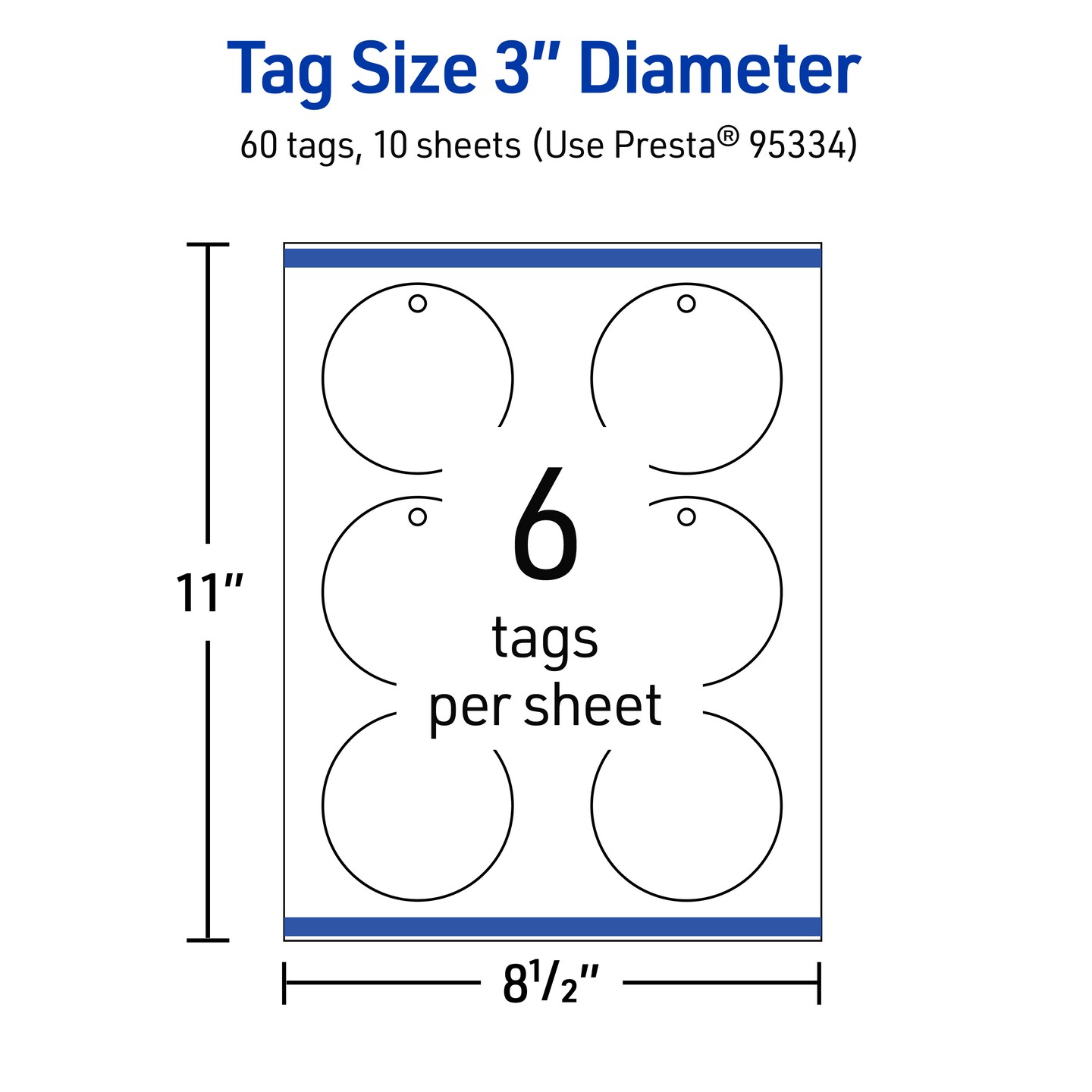 3&#x22; Diameter Round, Glossy White Printable Tags