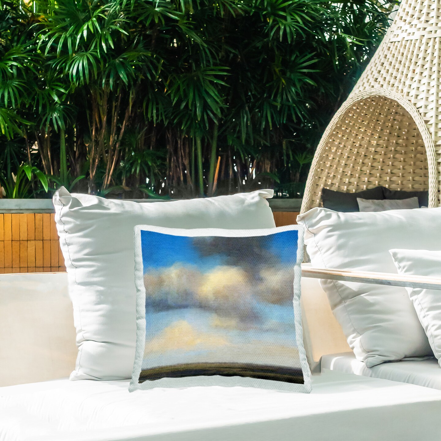 Looming Storm Clouds Design by Suzanne Nicoll Outdoor Printed Pillow