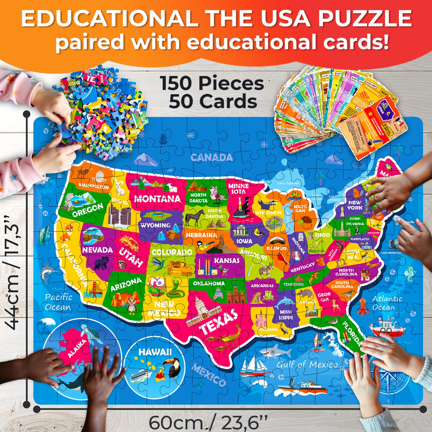 150 Pcs Jigsaw Puzzles 50 Cards For Kids | USA