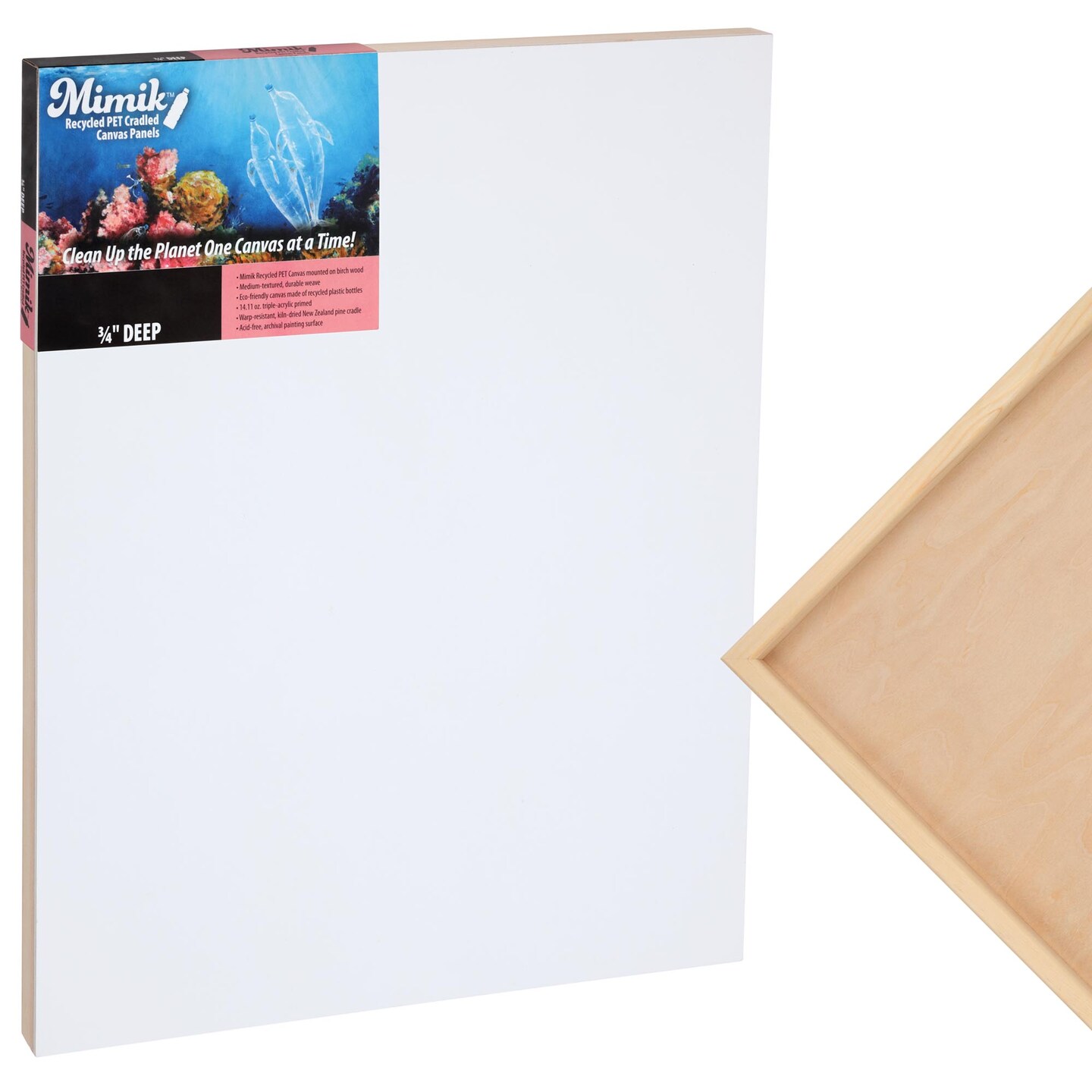 Creative Mark Mimik Recycled PET Cradled Canvas Panel 3/4" Depth - Medium-Textured Painting Board for Eco-Conscious Artists, 14.11 oz Triple-Acrylic-Primed Weight Mounted Canvas