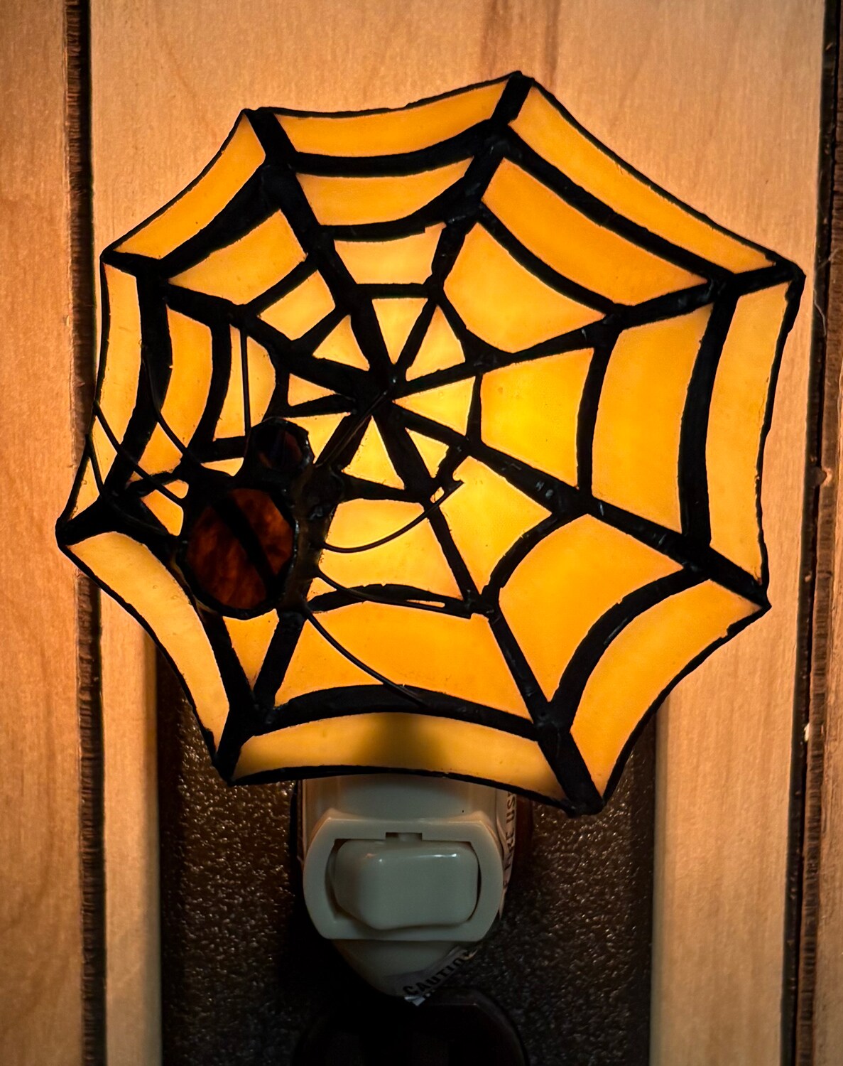 Spider Web Stained Glass Night Light - Tiffany Style - Perfect for Any Room