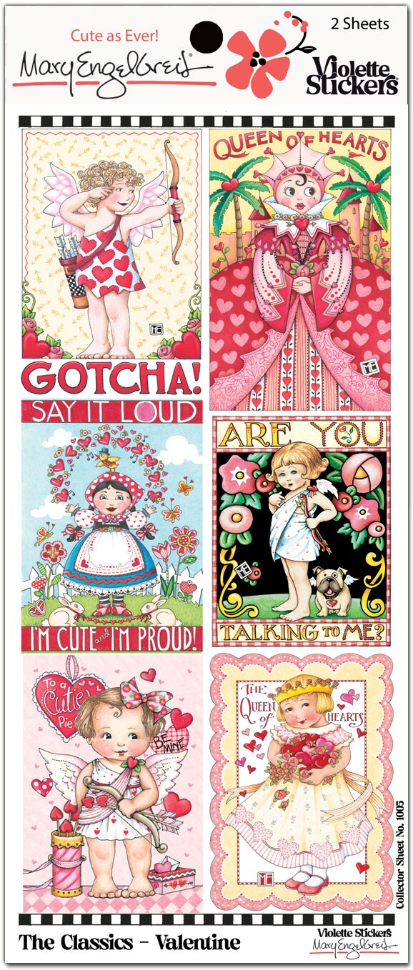 Classics Valentine Sticker Sheet - 3 Packages of 2 sheets