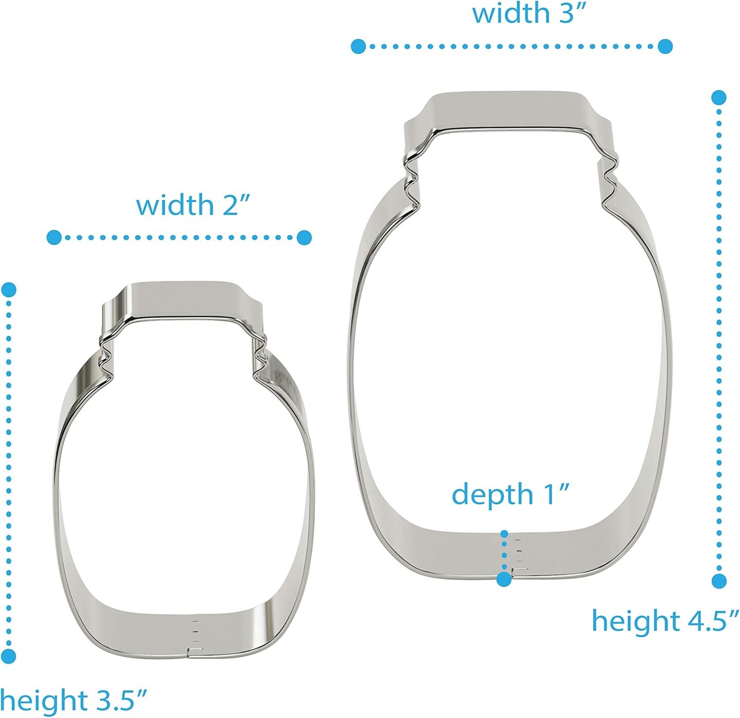 Mason Jar Cookie Cutters Set &#x2013; Stainless Steel 4 Pcs 3.5&#x22; &#x26; 4.5