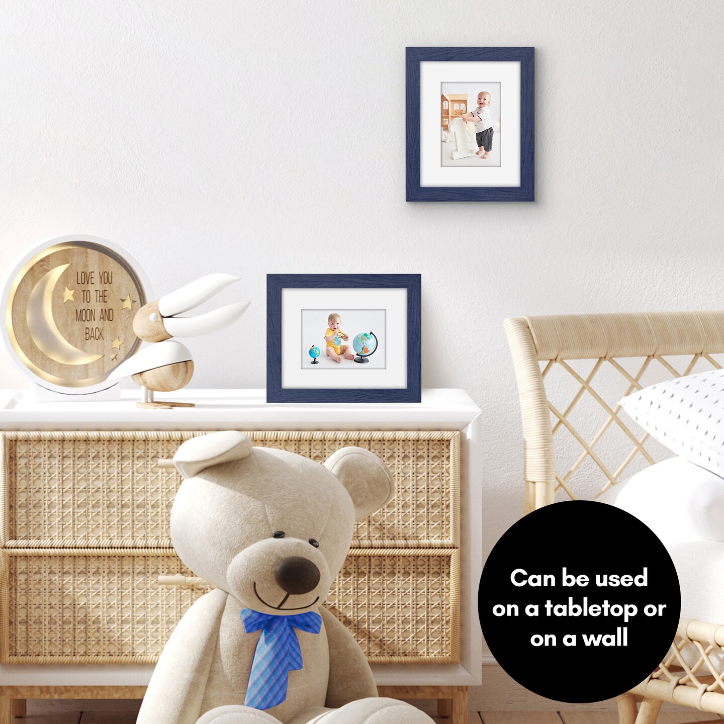 Americanflat Picture Frame with Wide Molding with Mat - Modern Wide Picture Frame - Plexiglass Cover - Hanging Hardware - Includes Easel