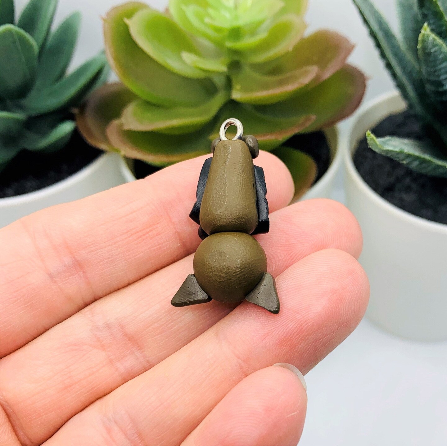 4 or 20 Pieces: Polymer Clay Upside Down Halloween Bat 3D Charms