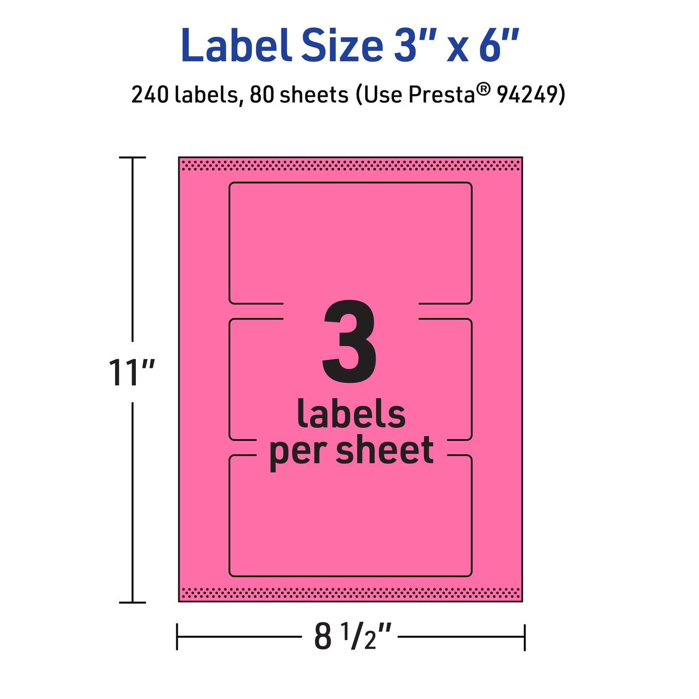 Avery Bright Pink Paper Labels, 3&#x22; x 6&#x22; Rectangle
