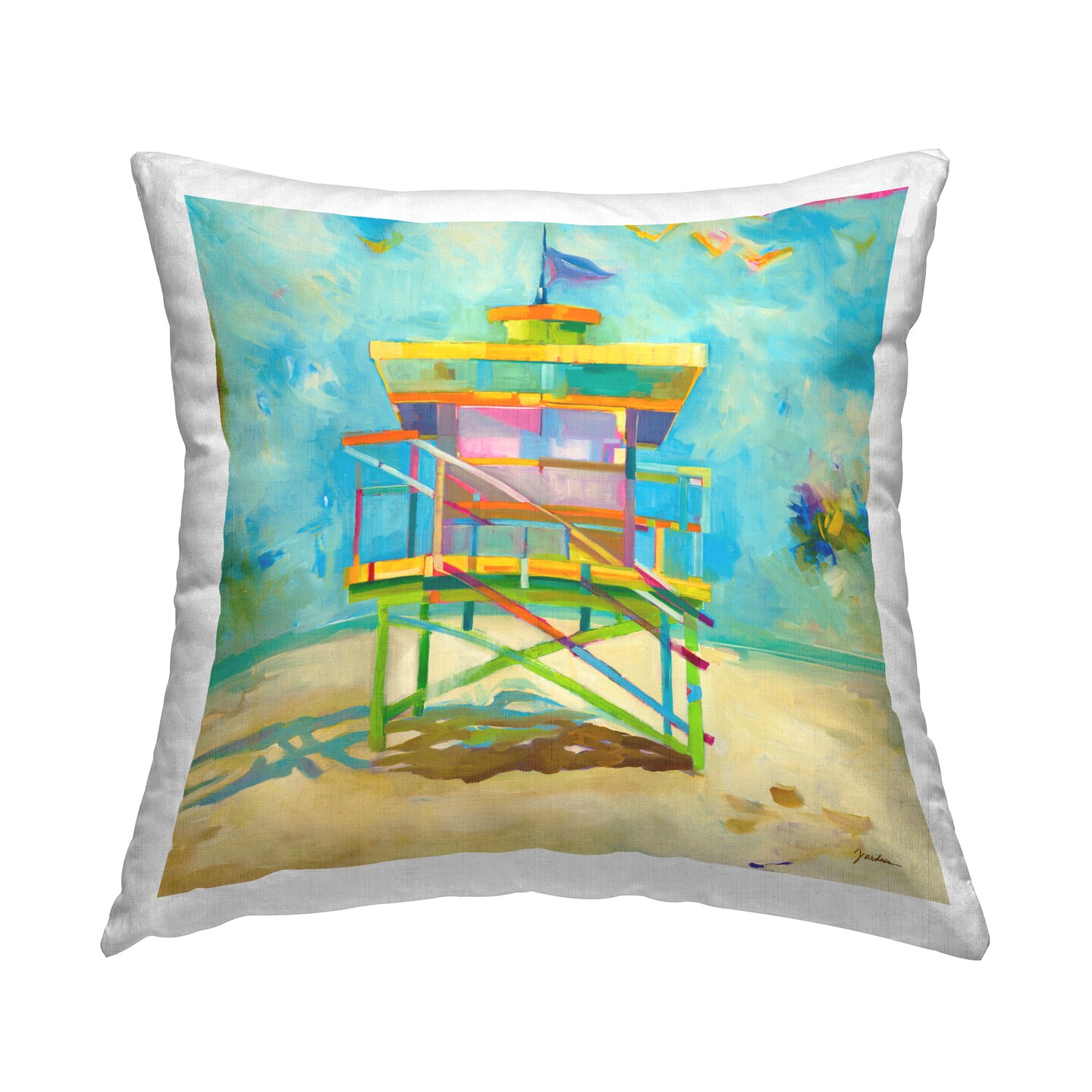 Modern Lifeguard Hut Design by Liz Jardine Throw Pillow 