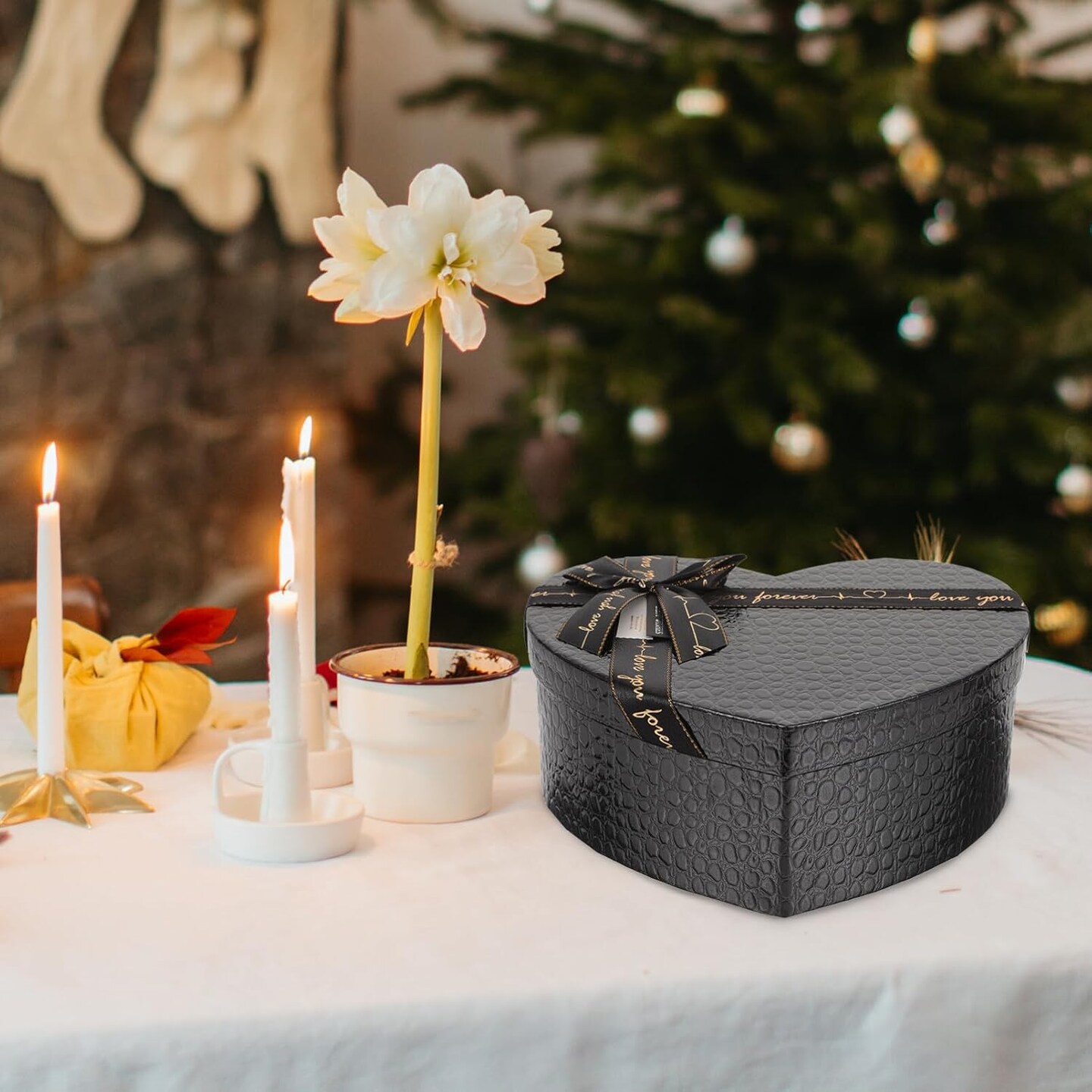 Box heart box creative container with cover paper case heart shaped boxes for flowers Christmas box black suit Souvenir heart boxes for flowers Box decorate