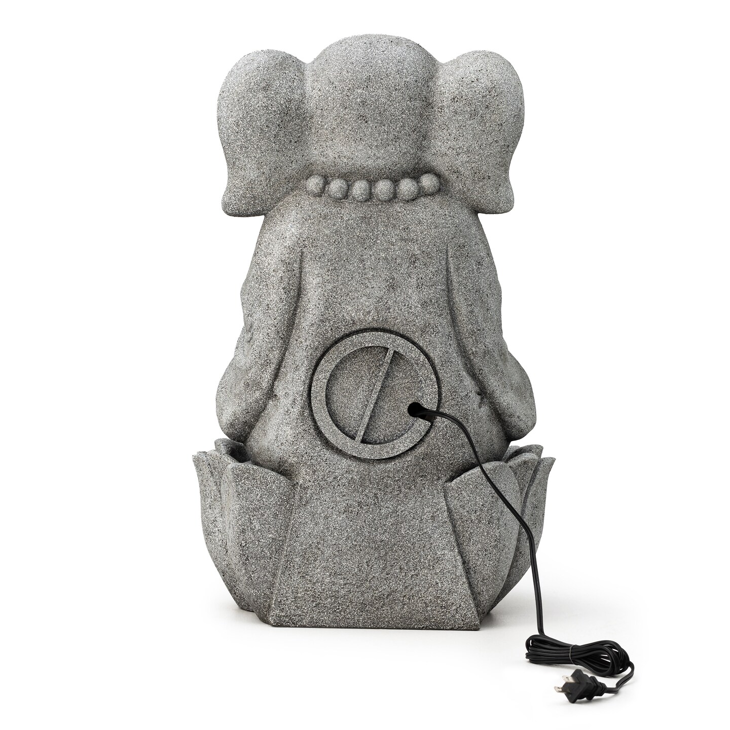 21.75"H 2-Tiered Zen-Style Concrete Elephant Polyresin Outdoor Fountain with Pump and LED Light
