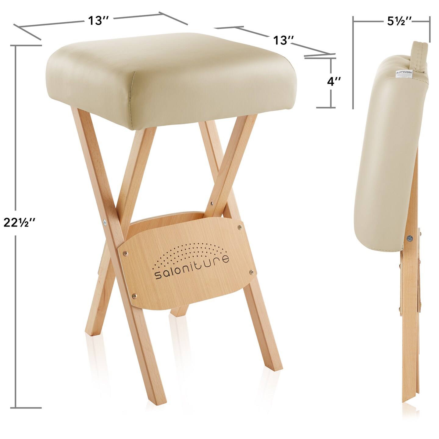 Saloniture Wood Folding Massage Stool with Carrying Case