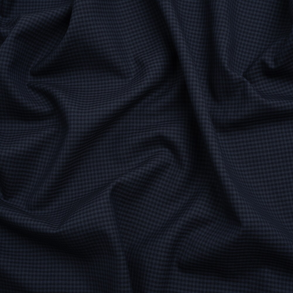 1 Yard Super 100 Wool Suiting Navy Blue and Charcoal Tattersall Check 59 inch Width