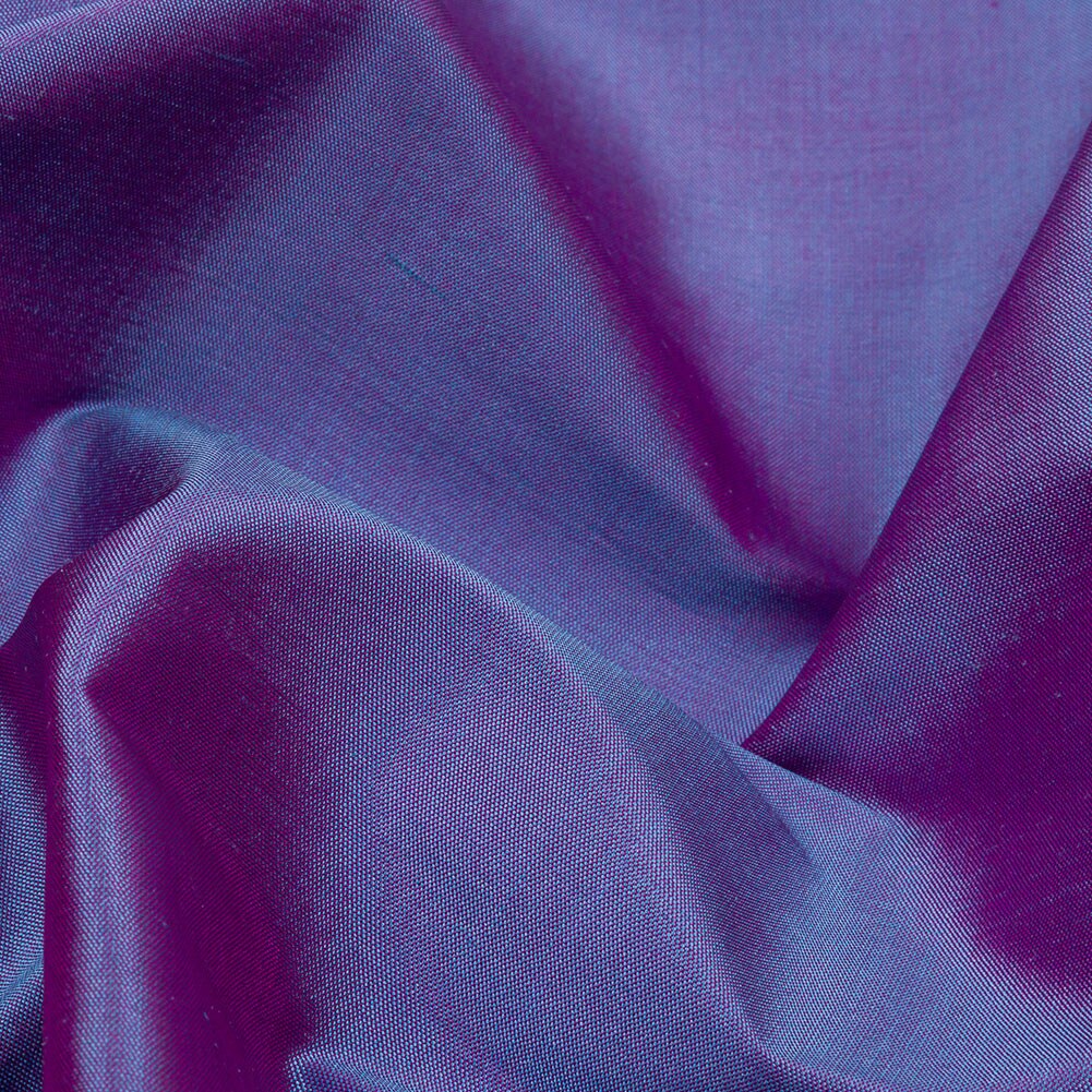 1 Yard Silk Shantung Iridescent Country Blue and Fuchsia Shantung Collection