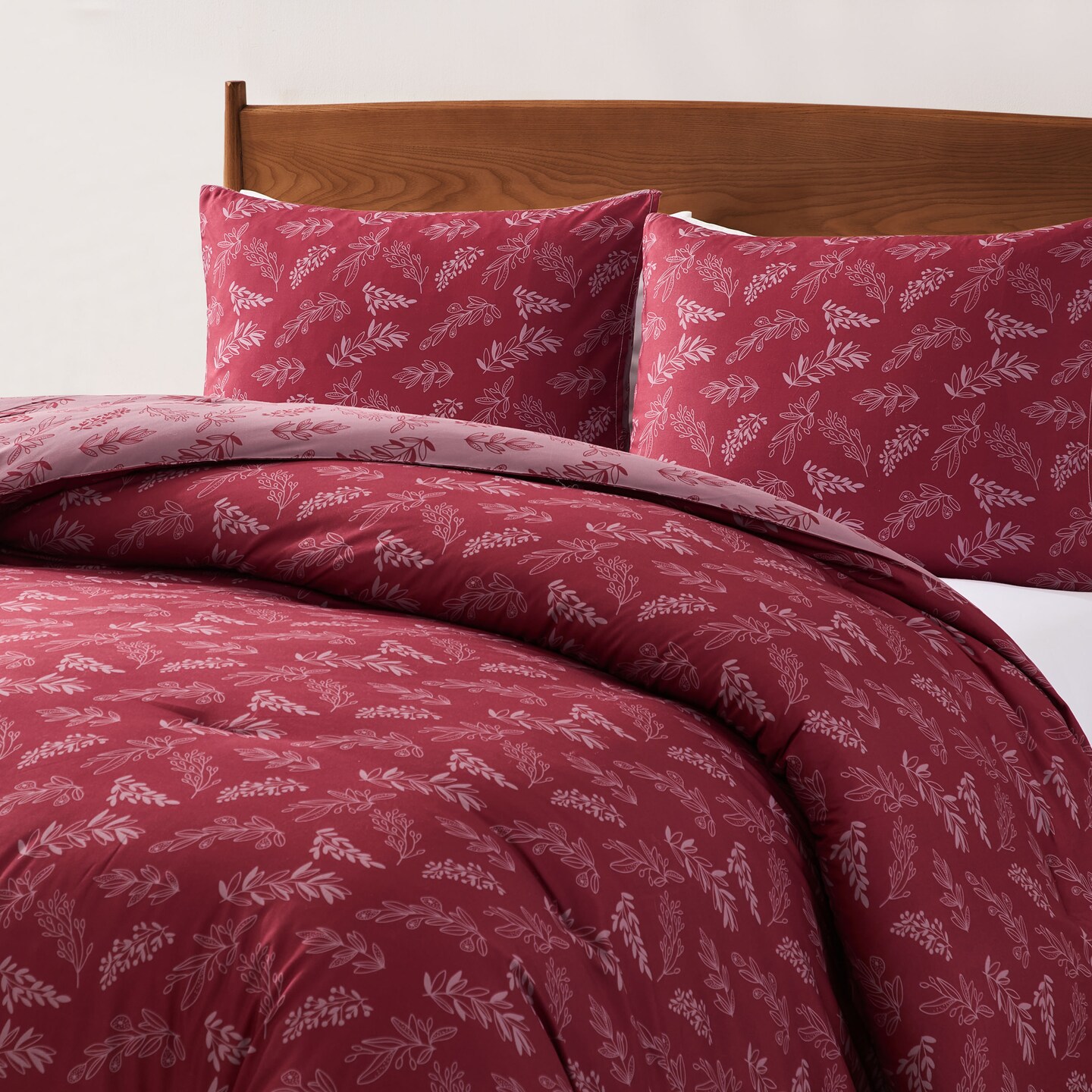 CraftBud 3PC Reversible Botanical Printed Comforter Bedding Set