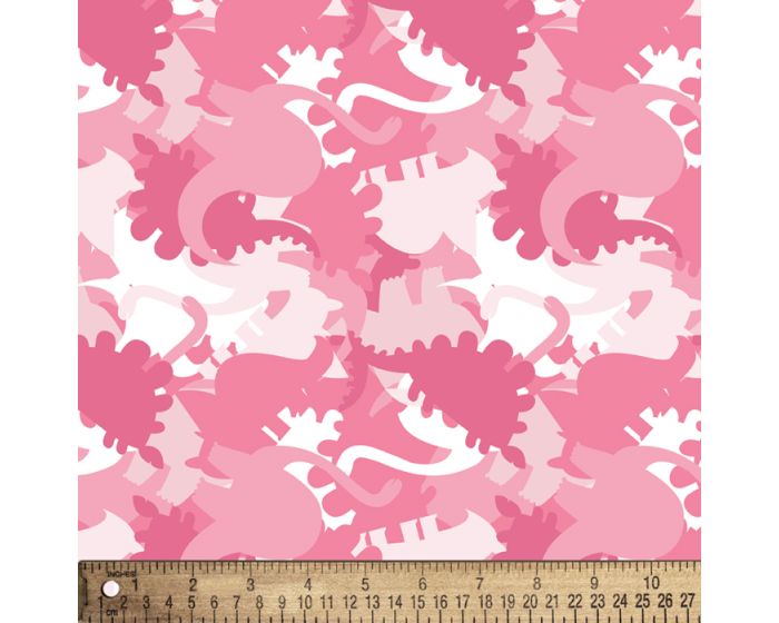 Dinosaurs Pink Flannel Fabric | By The Yard | Sewing and Crafting | 42 inches wide