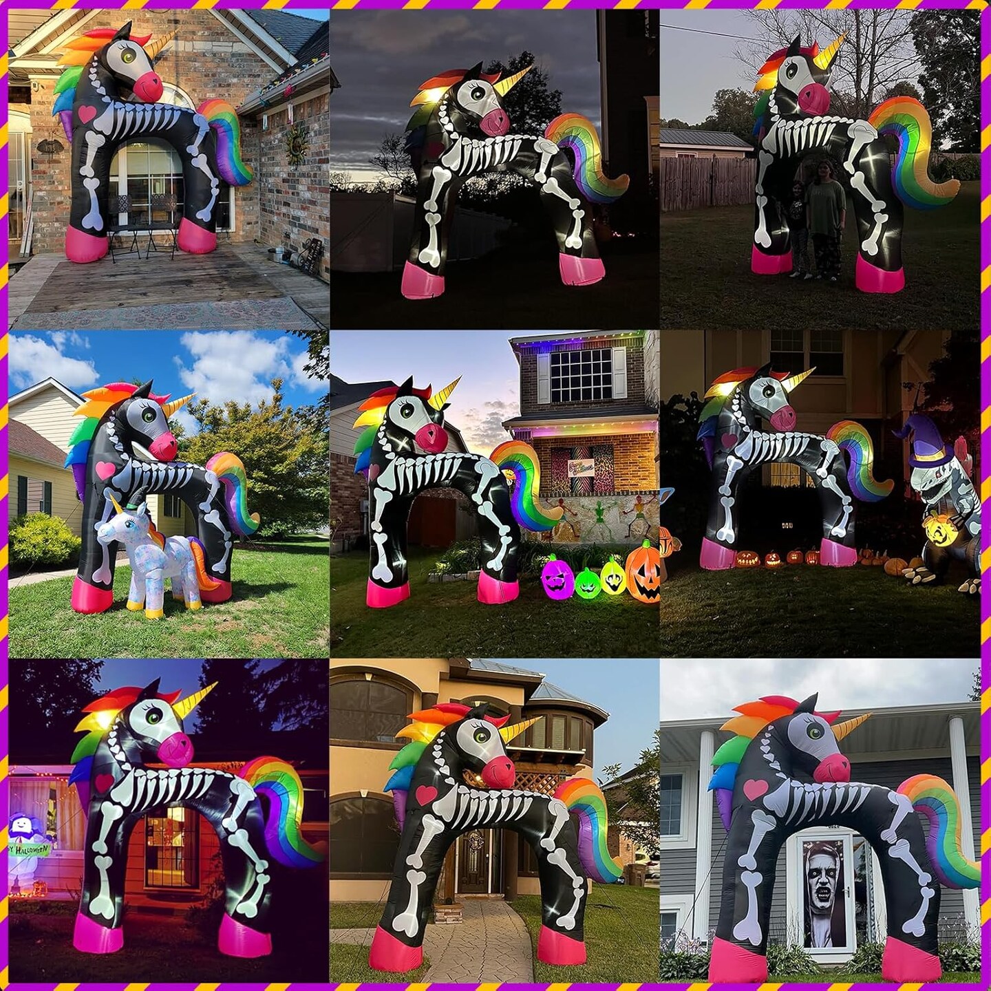 11 Ft Giant Halloween Inflatables Unicorn Arch Decorations,Built in LED Lights(Multicolor)