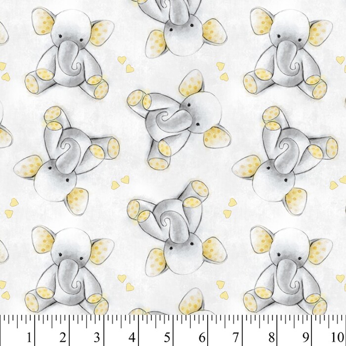 Sleepytime Elephants Flannel Fabric | By The Yard | Sewing and Crafting | 42 inches wide