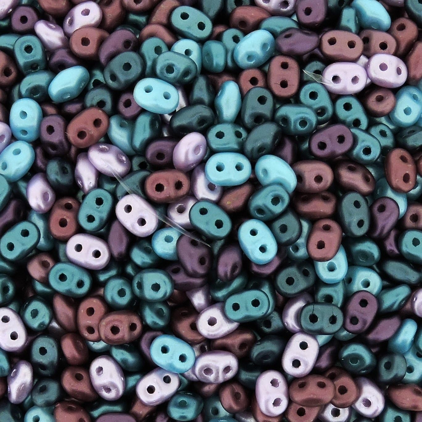 SuperDuo Victorian Elegance 24g Czech Glass 2-Hole Seed Beads Tube, 2.5 x 5mm