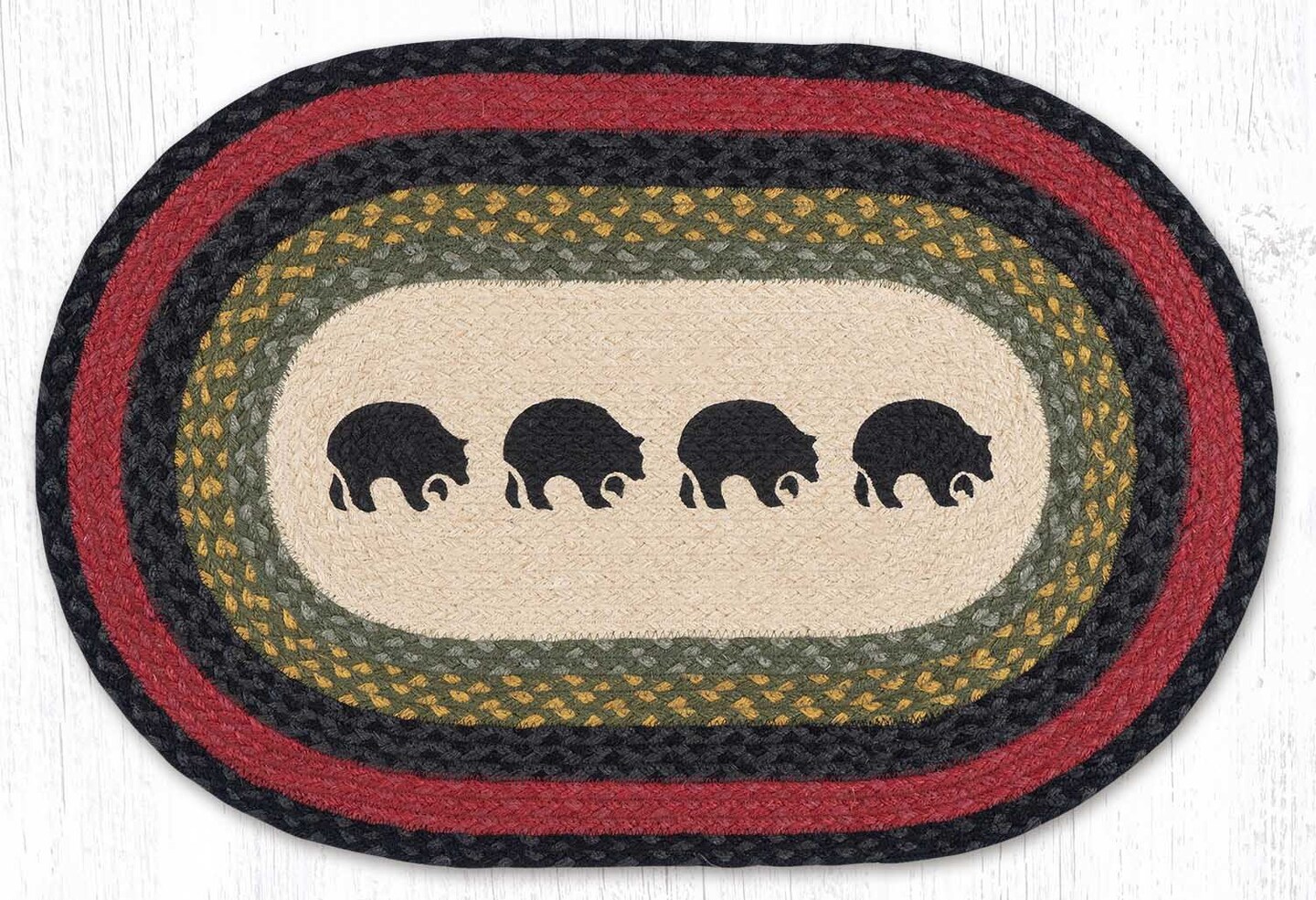 Earth Rugs OP-238 Black Bears Oval Patch 20&#x22; x 30&#x22;