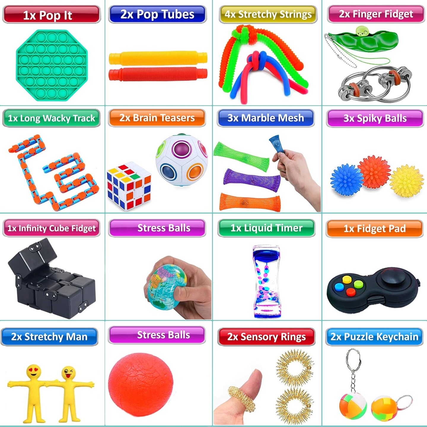 4E&#x27;s Novelty 30 Pack Fidget Toy Set for Kids - Sensory Toys, Anxiety, ADHD &#x26; Autism Toys, Social Emotional Learning