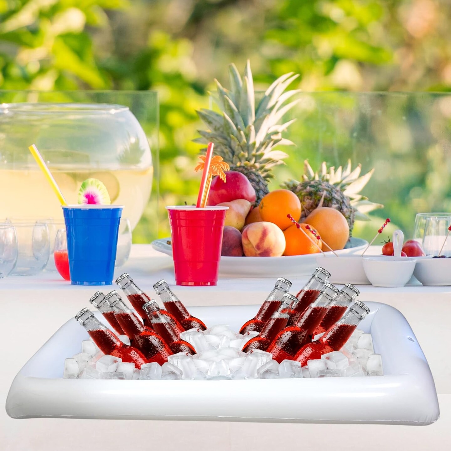 4E's Novelty 1 Pack Inflatable Serving Bar - Iced Buffet Food Serving Tray for Indoor & Outdoor Parties