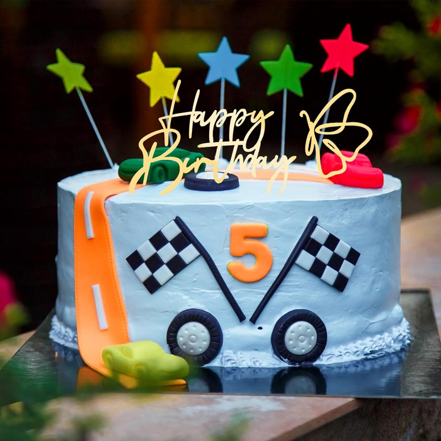 6PCS Happy Birthday Cake Toppers Set Side Mirror Acrylic Cake Topper Glitter Happy Birthday Cake Topper Birthday Decorations for DIY Cake Decor Cake Tools Birthday Party Supplies