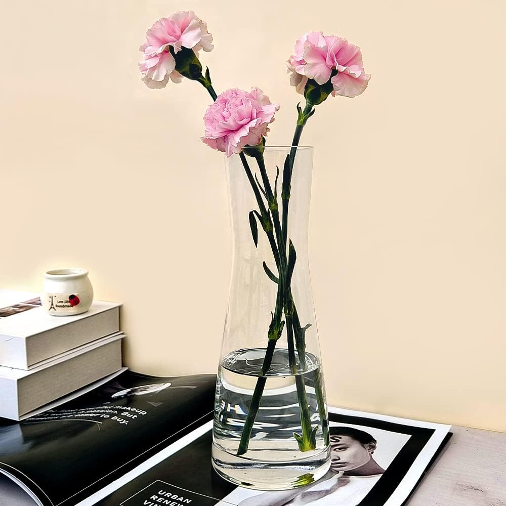 Flower Vase for Decor 10&#x22; Clear Glass Vase for Centerpieces Large Vases for Flowers Dried Flower Home Decor Living Room Kitchen Office Wedding(Clear)