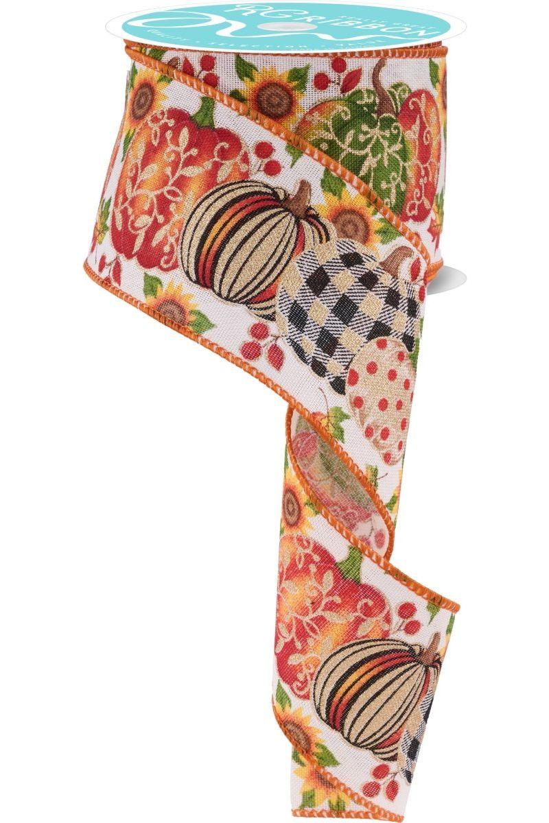 2.5&#x22; Fancy Pumpkin Ribbon: Cream (10 Yards)