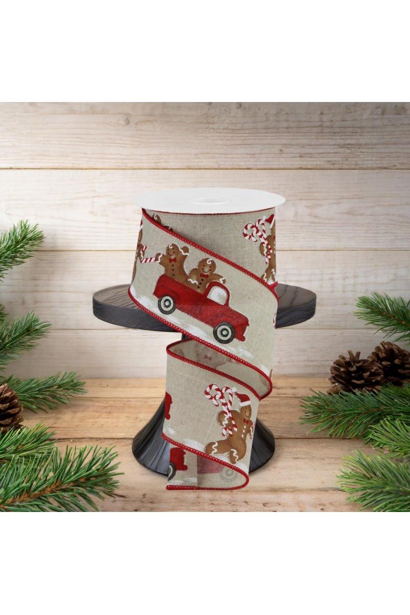 2.5&#x22; Gingerbread Truck Ribbon: Natural (10 Yards)