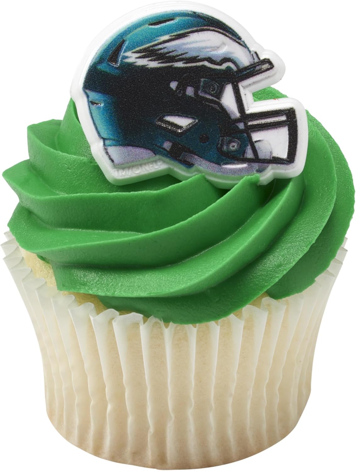 NFL Philadelphia Eagles Helmet Rings, 24 Football Cupcake Decorations, Officially Licensed, Football Rings, Food Safe Cake Toppers &#x2013; 24 Pack