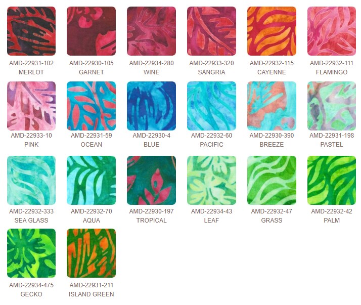 Artisan Batiks Tropical Haven Fat Quarter Bundle by Lunn Studios for Robert Kaufman (FQ-2174-20)