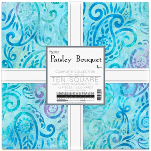 Artisan Batiks Paisley Bouquet 10" Square Pack (Layer Cake / Ten Square) by Lunn Studios for Robert Kaufman (TEN-1350-42)