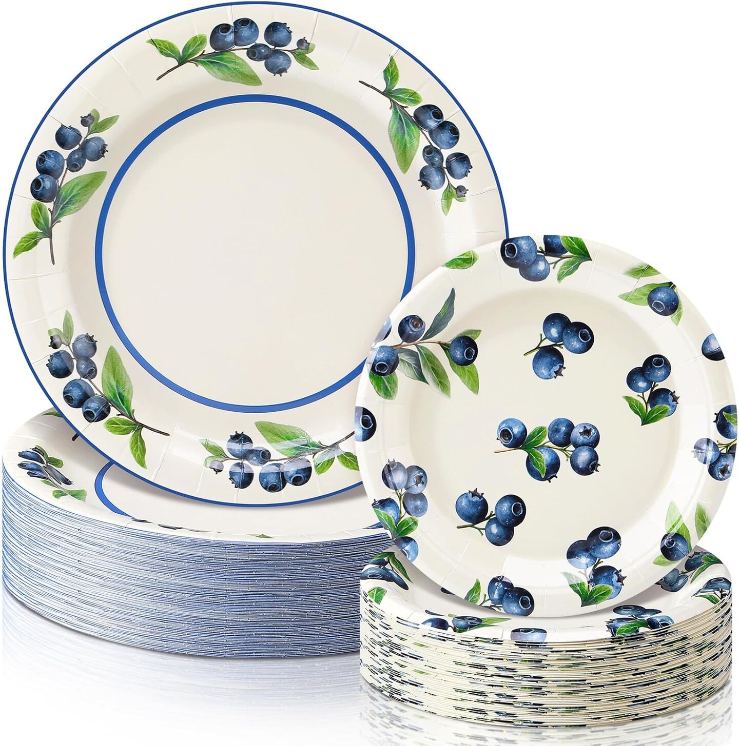 48 Pcs Baby Shower Paper Plates Set - 9 Inch and 7 Inch (Blueberry)