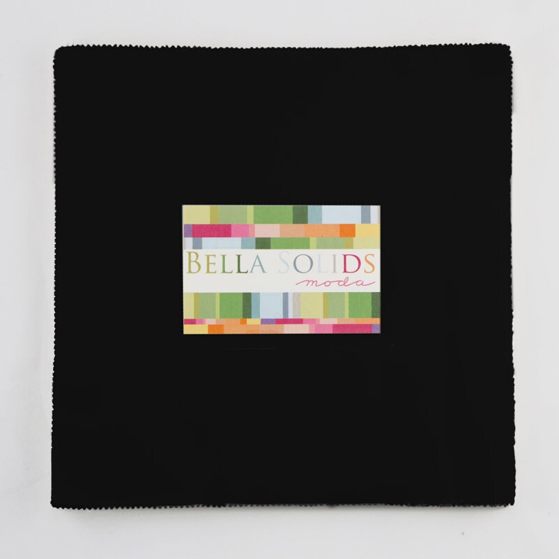 Bella Solids 10" Square Junior Pack (Junior Layer Cake) in Black by Moda for Moda (9900JLC 99)