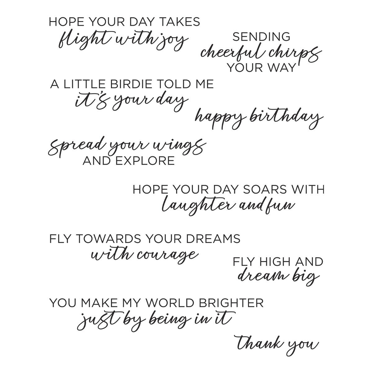 Spellbinders Clear Stamp Set From Cheerful Chirps-Spread Your Wings Sentiments
