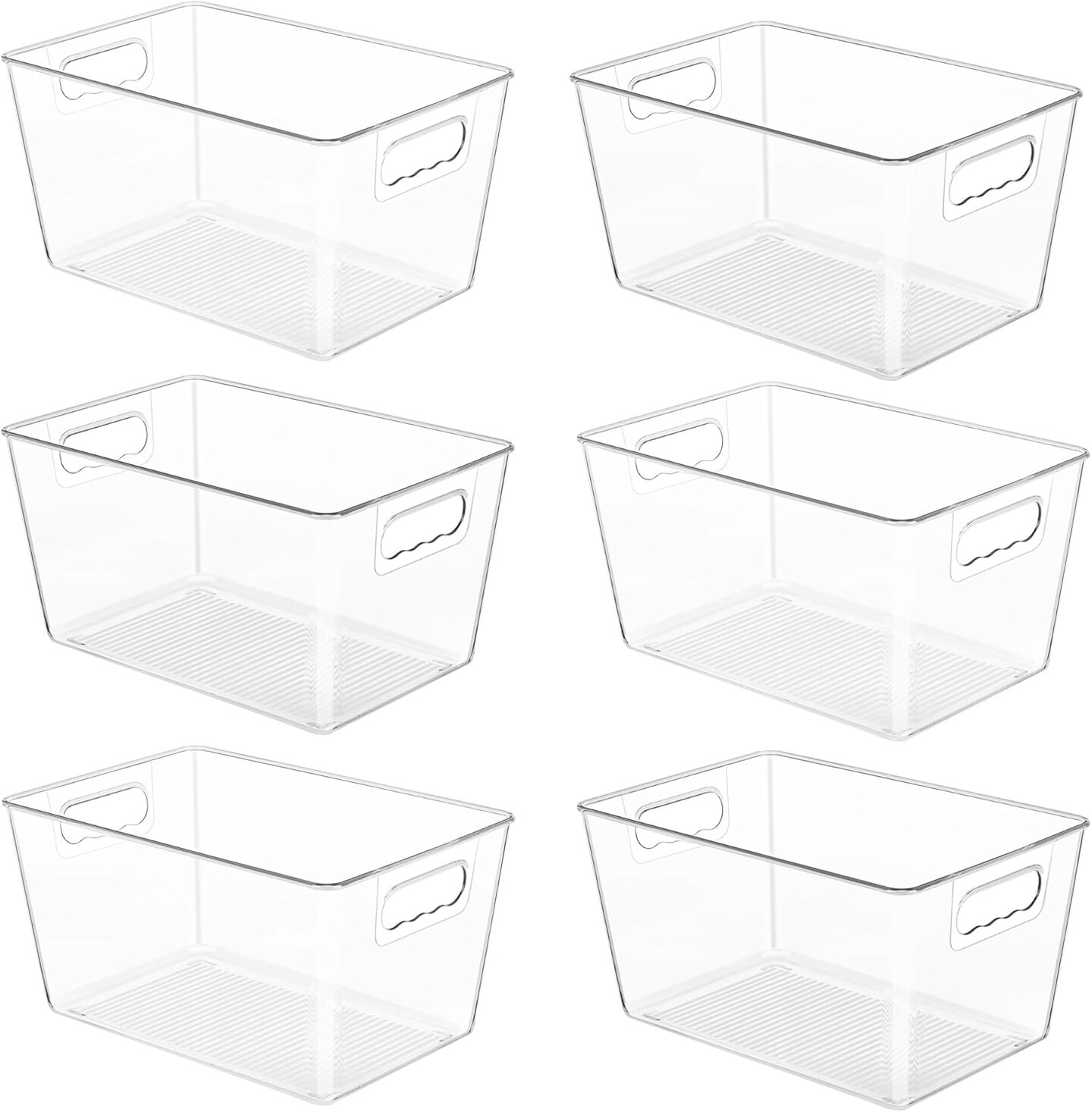 6 Pack Clear Pantry Organizer Bins (clear) 11.2"L x 7.5"W x 6"H