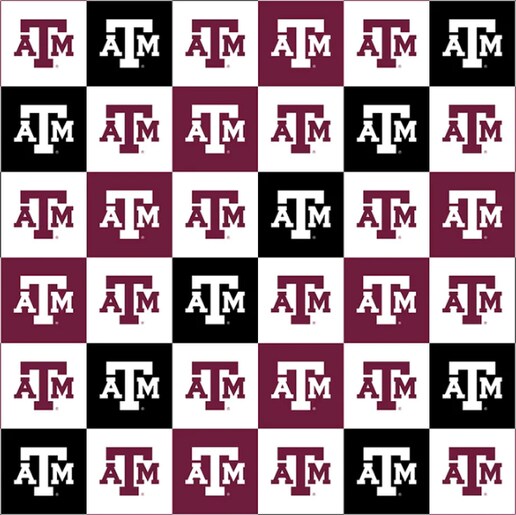 Licensed NCAA Texas A&M University Collegiate Check TAM-1158 Cotton Fabric by the Yard