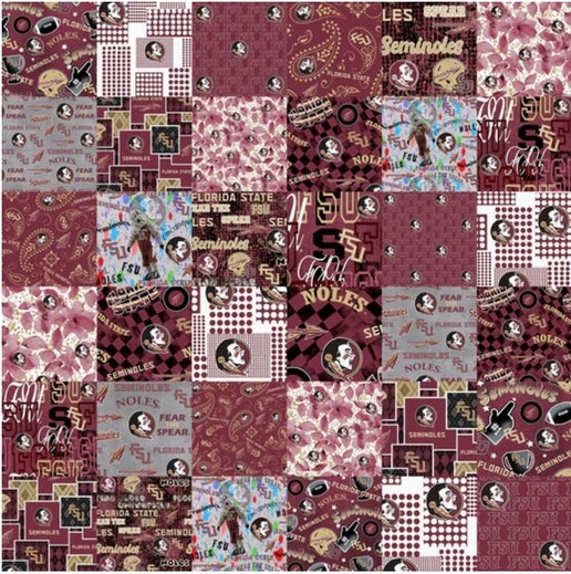 Licensed NCAA Florida State University Cheater Quilt Cotton Fabric by the Yard