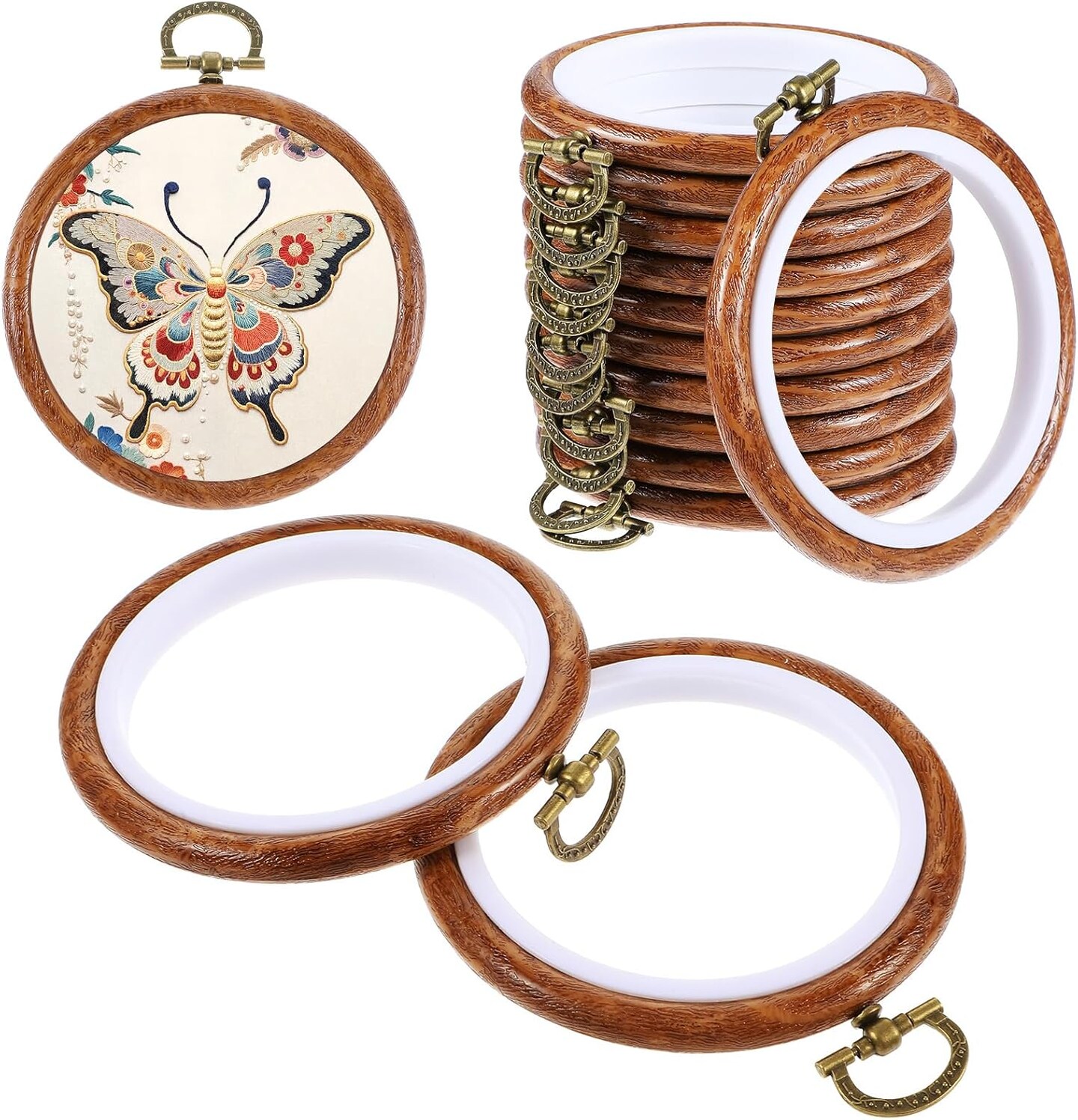 10 Pcs Round Embroidery Hoops Frame, Adjustable Circle Embroidery Hoop Ring
