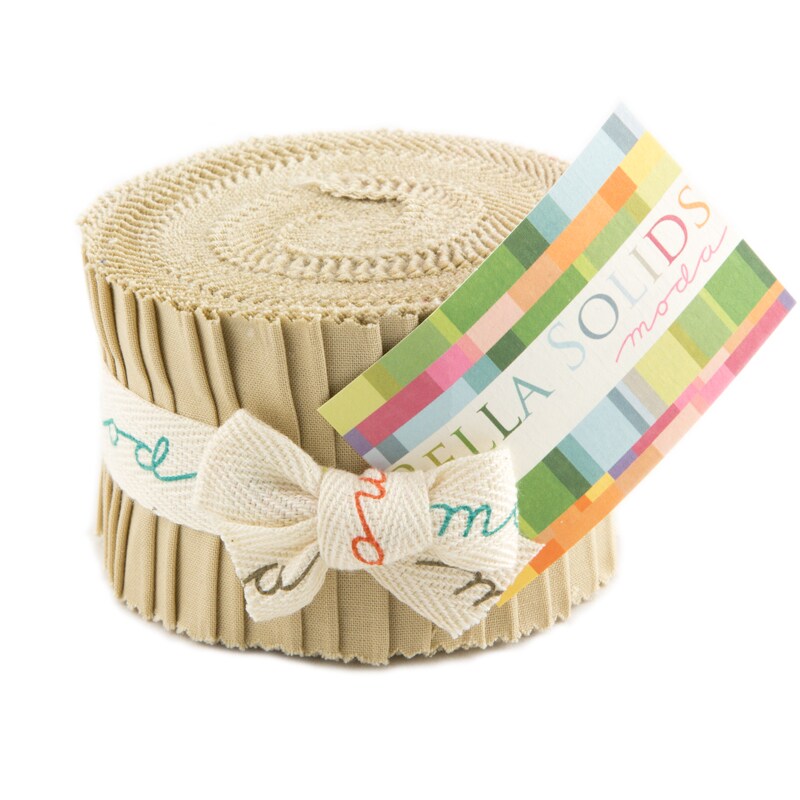 Bella Solids 2.5" Strip Junior Roll (Junior Jelly Roll) in Tan by Moda for Moda (9900JJR 13)