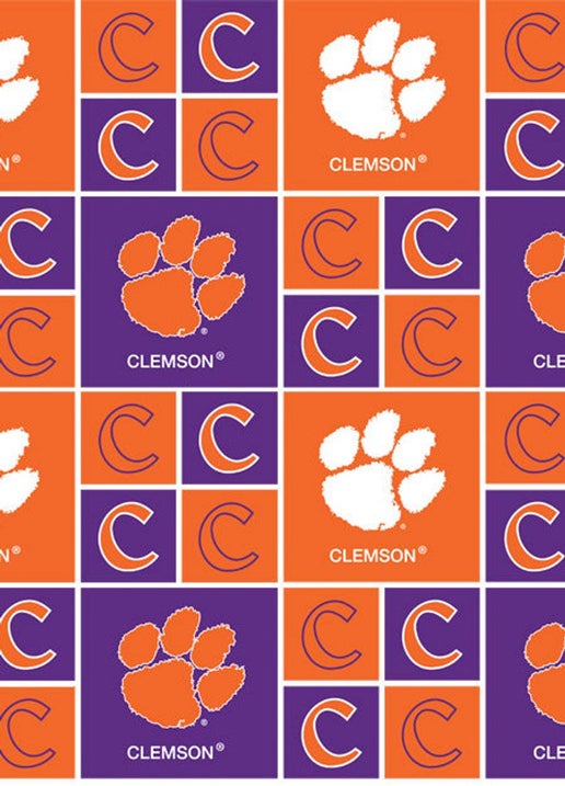 Licensed NCAA Clemson Block CLEM-020 Cotton Fabric by the Yard