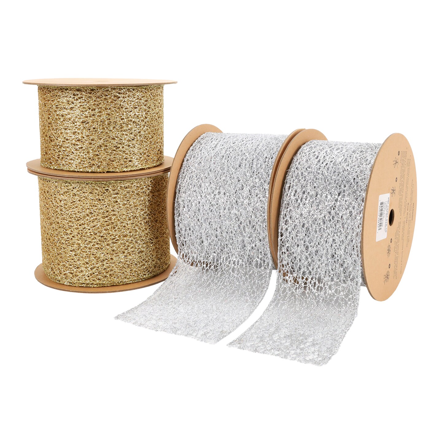 LaRibbons 4&#x22; - 2 1/2&#x22; Mesh Wired Ribbon | 10 Yard Roll
