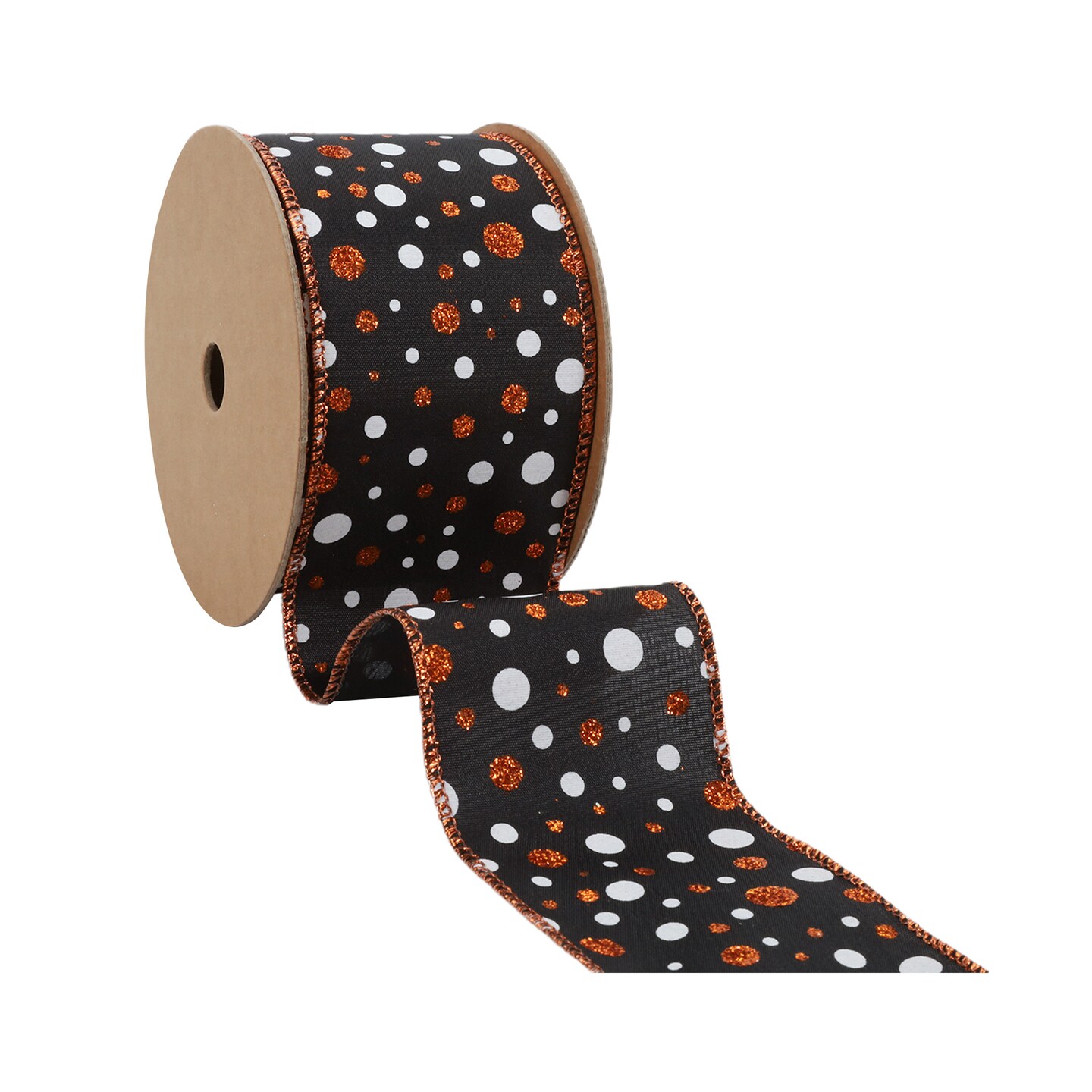 LaRibbons 2 1/2" Wired Ribbon | "Glitter Polka Dot" | 10 Yard Roll